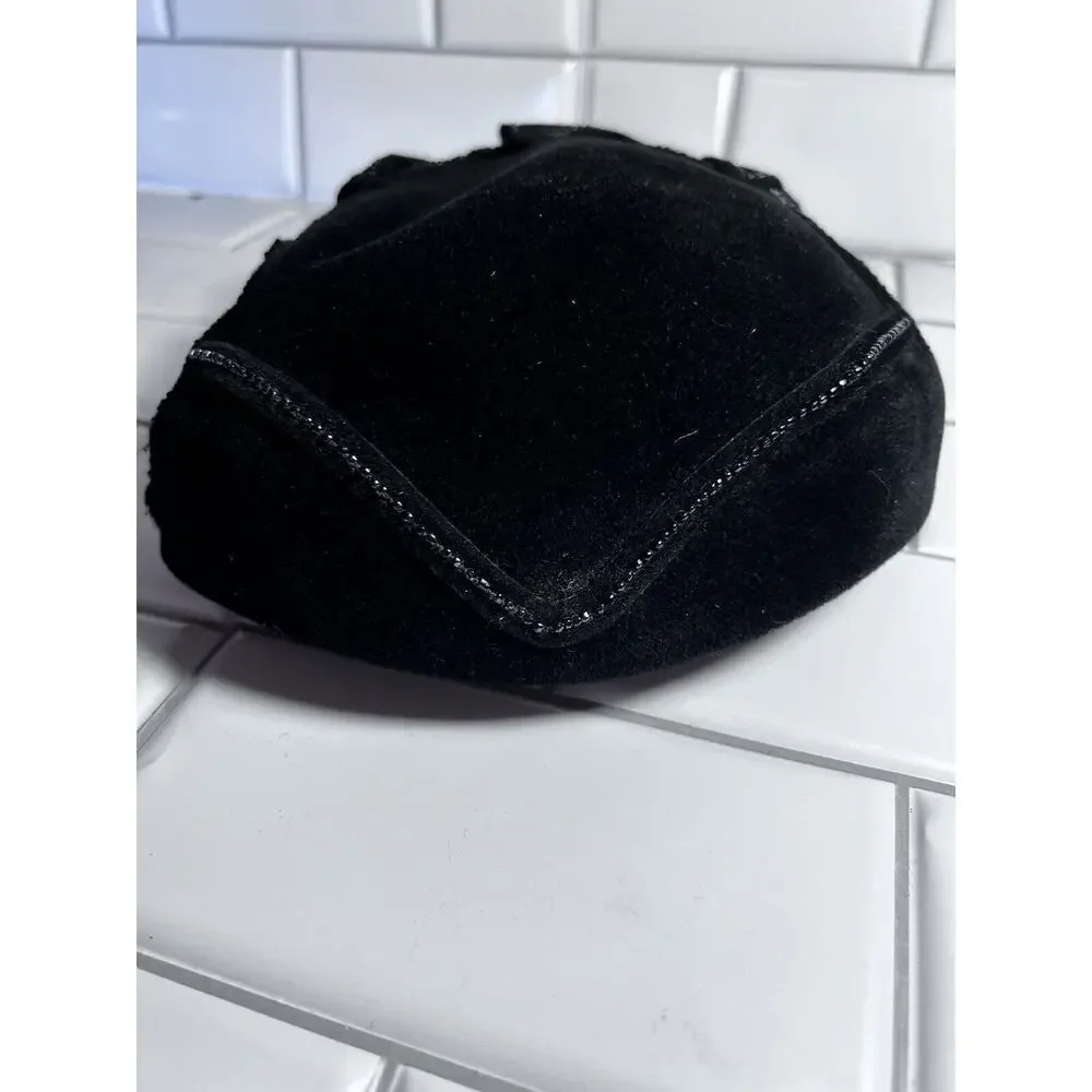 Helen Joyce Original New York Black Velour Vintage Hat With Rhinestones Fle’chet